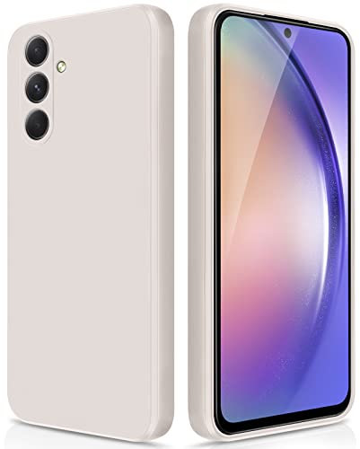 GiiYoon Case Compatible with Samsung Galaxy A54 5G, Silky-Soft Touch Full-Body Protective Phone Silicone Case, Shockproof Cover with Microfiber Lining, off white