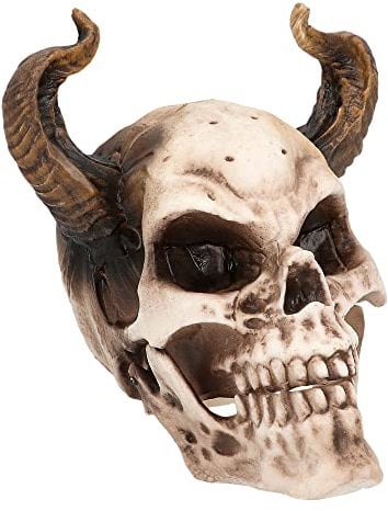 Boland 73082 - Totenkopf Teufel Deko, 20 cm, Dekofigur, Schädel mit Hörnern, Dekoration, Halloween Deko, Party Deko