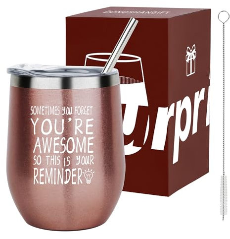 Manchmal vergisst man, dass man großartig ist Geschenk Tumbler,Dankeschön-Geschenke für Frauen,Kollegen,Beste Freunde,Inspirierende Abschiedsgeschenke 350ml Edelstahl Becher mit Geschenkbox Rose Gold