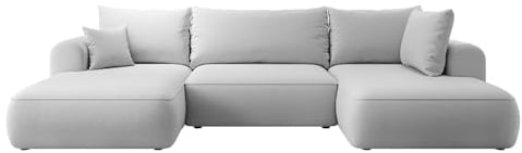 Selsey Sofa Ecksofa Eckcouch Schlafsofa Couch Mit Stauraum Schlaffunktion Pflegeleicht Polyurethanschaum U Form Rechts OVO Grau Veloursoptik Castel