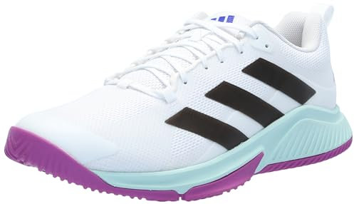 adidas Damen Court Team Bounce 2.0 Indoor Sneaker, Weiß/Schwarz/Lila Burst, 36 EU