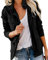 EMUKFD Doudoune militaire décontractée pour femme, légère, style safari, avec fermeture éclair et poches pour le printemps et l'automne, Noir (02-), XXL
