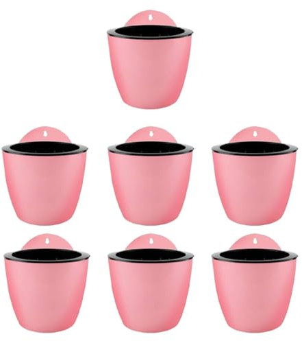 Ailan 7 Stück Kunststoff Pflanzgefäße zum Aufhängen an der Wand mit breitem Anwendungsbereich und selbstbewässerndem Blumentopf aus Premium Harz,Rosa 130