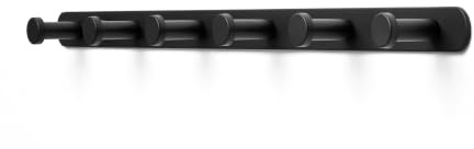 TOJ Living Wandgarderobe - 45CM - 6 Haken - Kleiderhaken - Garderobenhaken - Kleiderhaken wand - Wandgarderobe schwarz - Garderobenstange wandmontage - Wandhaken garderobe - Edelstahl - Schwarz