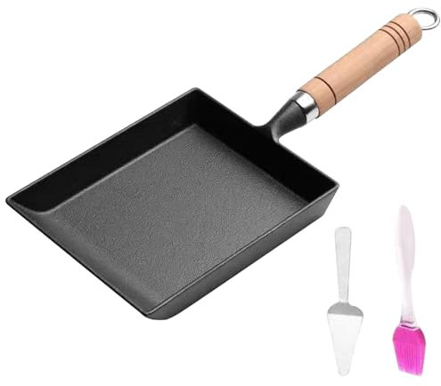 Paure de tamagoyaki, poêle à oeuf poêle omelette poêle carrée poêle, poêle oeutte d'oeuf japonaise antiadhésive avec poignée en bois, 7,1x5,9 pouces poêle d'omelette japonaise pour outils de cuisson