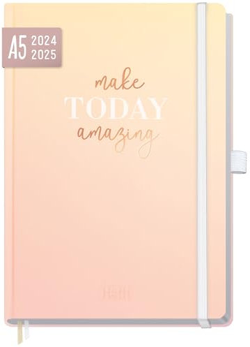 Häfft-Timer Deluxe 2024/2025 A5 Make today amazing Hardcover Schüler-Kalender Schüler-Planer, Schulplaner, Studienplaner/Semesterplaner für Oberstufe, Ausbildung & Studium