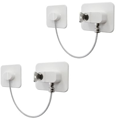 Heart of Tafiti 2 Stück Kühlschrankschloss, Ohne Bohren Fenster Sicherungen Kühlschrank Schrank TürenKindern Sicherheitsschloss mit Schlüsseln, Weiß