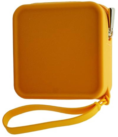 YOUNAFEN Piccolo sacchetto quadrato per pennelli da trucco, in silicone, impermeabile, per riporre il cavo degli auricolari, rossetto, borsa cosmetica, Arancione, 10*10*3.5cm