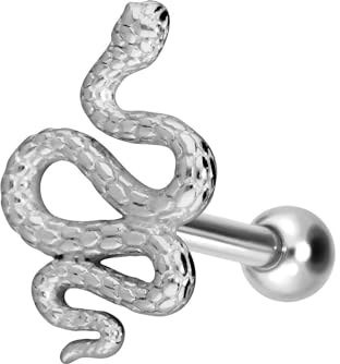 PIERCINGLINE Ohrpiercing Chirurgenstahl Schlange Piercing Ohr-Stecker Helix Tragus Silberfarben