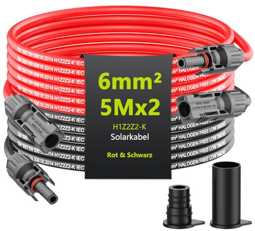 Tool-Free Solarkabel 4mm²/6mm²,Solarkabel Verlängerung 1/2/3/5/10M,PV Kabel(6mm2, 5m)