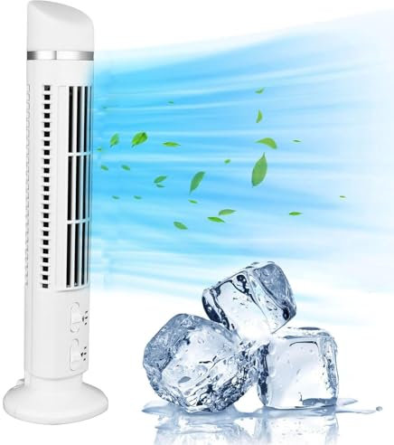 Yechiry 13 Zoll Turmventilator ohne Flügel, 90° Oszillierende Ventilatoren mit 3 Geschwindigkeiten, LED Licht, Tragbare USB Standventilator für Schlafzimmer, Zuhause, 34 dB Leise Kühlung