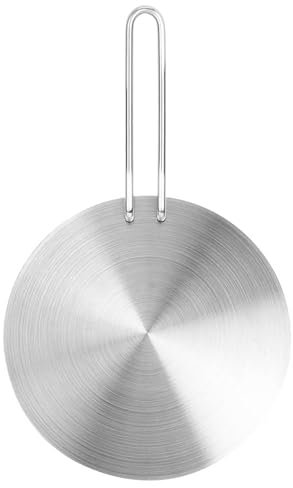 WPKD BLUEIY Hitze Diffusor,Platte Edelstahl Hitze Diffusor,Kochen Induktion Platte Adapter,Konverter mit abnehmbarem Griff für Gas Elektroherd Platte Kochzubehör (22cm)