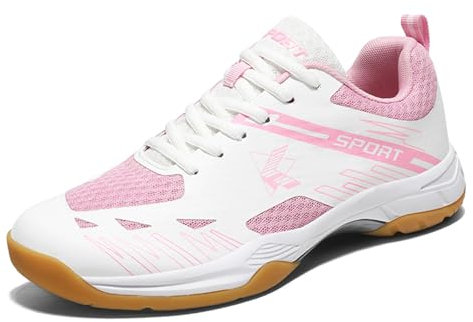 ZHENSI Scarpe da Pickleball, Scarpe da Tennis da Campo Badminton Squash Pallavolo Scarpe da Ginnastica per Uomo E Donna,Rosa,42 EU