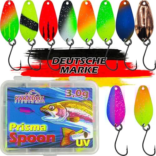 Paradox Fishing Spoon Set di 10 spoons 3,0 g con spoon box e 5 snaps I set di esche per trote e pesca alla trota – Spoons trota