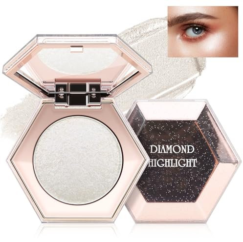Boobeen Highlighter Makeup Highlighter Powder Palette, schimmernde glänzende Gesicht Körper Highlight Konturierung Palette, Glättung lang anhaltende Glitter Illuminator mit Spiegel