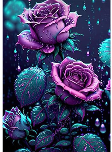 RICUVED Rose Diamond Painting Erwachsene, 5D Blumen Diamant Painting Bilder Erwachsene, DIY Diamond Painting Bilder Blumen Diamant Malerei Set für Wanddekoration 30x40cm
