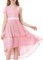 LOLANTA Robe Paillettes Filles Robe Ceremonie élégante, Robe étincelante de Soirée Fête de Mariage mi-Longue sans Manches, Rose, 11-12 Ans, 160