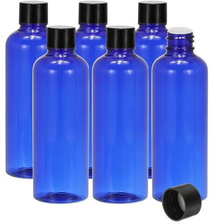 PATIKIL Travel Bottles with Screw Cap, 6 Pcs 3.4Oz(100ml) Leak Proof Refillable Empty Dispenser Container Squeeze Bottle with PP Screw Lid for Shampoo Toiletries Lotion Cream, Blue