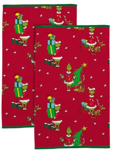 Franco Peanuts Snoopy superweiche Plüschhandtücher, Weihnachtsmotiv, Baumwolle, 38,1 x 63,5 cm, offizielles Lizenzprodukt, Sammlerstücke, 2 Stück