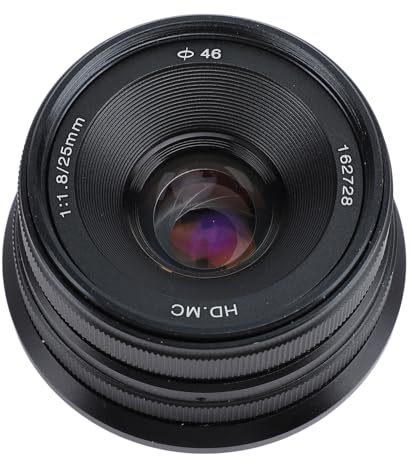 25 Mm F1,8 Große Blende, Kleines Weitwinkelobjektiv, Manuelles Objektiv mit Festem Fokus, 25 Mm Prime Objektiv, Ersatz für X A1 X A10 X A2 X A3 X T1 X T10 X T2 X T20 X E2, Schwarz