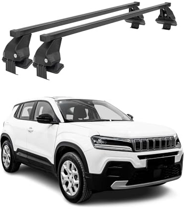 OMAC Menabo Dachträger für Jeep Avenger 2023-2026 Stahl Schwarz | DIN 75302:2019 & ISO/PAS 11154:2006 geprüft, Abschließbar, City-Crash-getestet, bis 50 kg Traglast, Querträger, Grundträger