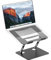 PureMounts Supporto per laptop regolabile in altezza, pieghevole ed ergonomico per notebook per l'ufficio, base girevole a 360°, supporto per cuscinetti antiscivolo, nero