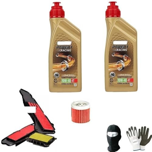 COMPATIBILE CON SUZUKI BURGMAN AN 400 TYPE S TAGLIANDO-MANUTENZIONE COMPLETO MOTORE CAMBIO OLIO LUBRIFICANTE CASTROL POWER 1 RACING SINTETICO 10W40 4T SUPER ACCELLERAZIONE FILTRO OLIO+F.ARIA