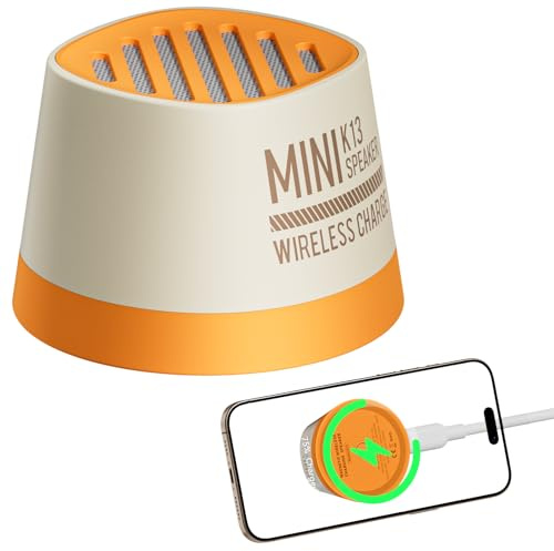 COLSUR Mini Enceinte Bluetooth avec Magnétique Chargeur Induction pour iPhone 16/15/14/13/12 Série, Enceinte Bluetooth Portable avec Chargeur sans Fil Support de Téléphone, TWS, 7 Heures D'autonomie