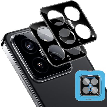 QULLOO Kameraschutz für Xiaomi 14 5G für Panzerglas mit Rahmen Positionierhilfe, 2 Pcs Kamera Schutzfolie, Linsenschutz Objektiv Linse Schutz Glas Anti-Kratzen Folie Camera Protector