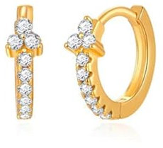 Orecchino per matrimonio, con chiodo in argento 925 viola con zirconi cubici e foglie per donna e matrimonio gioielli, blanc, Argento Sterling S925, Zirconia cubica