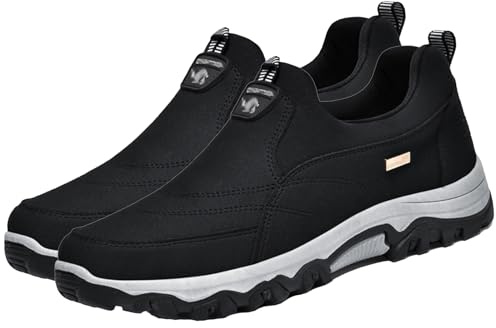 Aocase Chaussures Orthopédiques Pied Large Chaussure de Marche Homme en Cuir Suédé Mocassins Confortables avec Soutien de la voûte Plantaire,Noir,43 EU