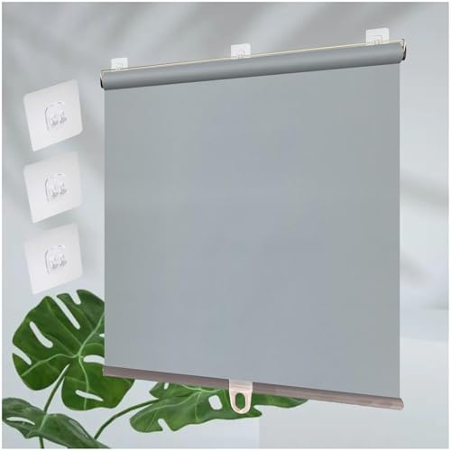 Xrdbfd Total Blackout Roller Blinds, Blackout Curtains, Window Roller Shades No Drilling, Sunshade Roll Up Blinds, Blinds Sunscreen Privacy,grey-120x150cm/47 * 59in
