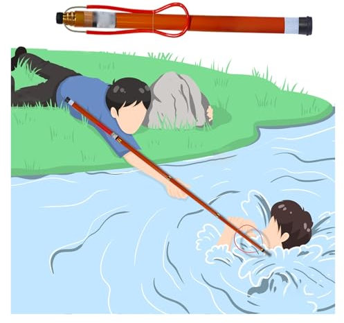 Poste de rescate portátil para piscina, fibra de vidrio telescópica de 15 a 32 pies de largo, ideal para clubes de natación, parques acuáticos, seguridad en la playa, enseñanza y operaciones de