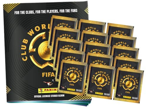 Bundle mit Panini Fifa Club World Cup 2025 Sticker - WM Sammelsticker - 1 Album + 15 Tüten + Exklusive Geburtstagskarte