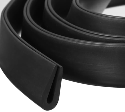 sourcing map U Channel Edge Trim, 5m L for 3mm Edge, 8x18mm(WxH) Black | Rubber Guard Seal Strip Edge Protector,Round Type Fit