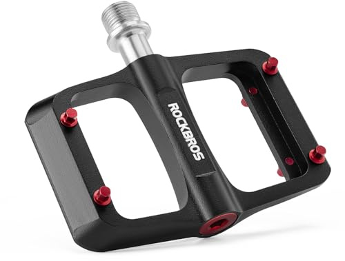 ROCKBROS Magnesium Fahrradpedale mit 3 Lagern, Plattformpedale 9/16 Zoll | Ultraleichte Flat Pedale mit rutschfesten Pins, breite Plattform für MTB, Gravel Bike, Faltrad und Citybike