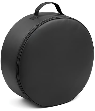 Spare Wheel Bag XXXL 70 cm Diameter / 24 cm Width - Waterproof PU Leather Tyre Storage Cover with Zip and Carry Handle - Carpet-Grip Pads for Boot Stability - Universal Space Saver Wheel Case - Black
