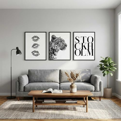 Xiyocadt 3er Poster Set,Schwarz-weißer Leoparden-Wandkunst,Ästhetische Discokugel,luxuriöse Y2K-Poster,Raumdekoration für Frauen,für Wohnzimmer,Schlafzimmer,Badezimmer,Ohne Rahmen (21x30cm,Leopard)