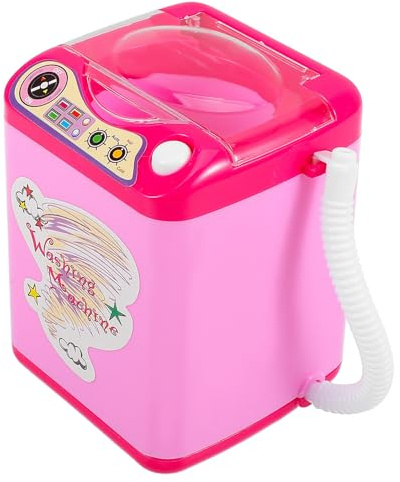 Hohopeti Mini Lavatrice Giocattolo, Pulitore Cosmetico Piccolo e Educativo, Simulazione Realistica per Gioco in Casa e Bagno, Lavatrice Gioco di Finzione Rosa