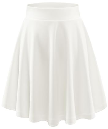DRESSTELLS Rock Damen Knielang Weiß A-Linie Hohe Taille Midirock Silvesteroutfit Anime Faltenrock Karneval Tennis Rock White-Midi XL