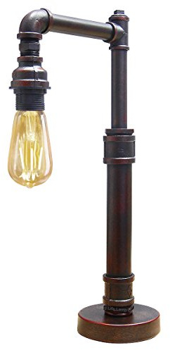 Vintage Industrial Water Pipe Table Lamp Copper Rustic Bedside Desk Lamp M0026