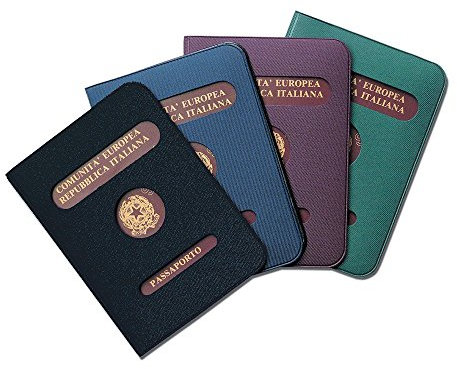 JUSTSHOPPING SET DA 2 CUSTODIE COVER PASSAPORTO Porta Passaporto PROTETTIVO - Viaggio - ITALIANO e UE Porta documenti Uomo Donna colore casuale