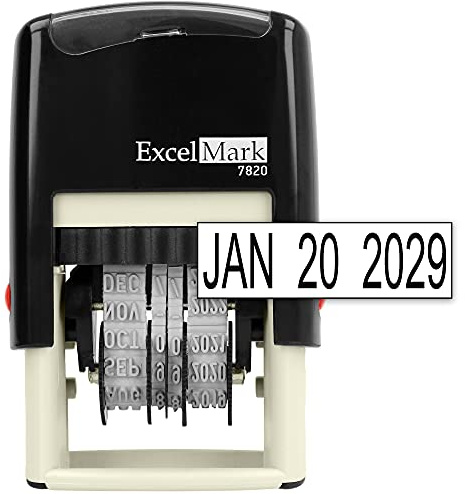 ExcelMark 7820 Self-Inking Rubber Date Stamp – Great for Shipping, Receiving, Expiration and Due Dates (Black Ink)