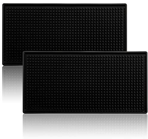 Tebery 2 Stück Gummi-Barmatten, 30,5 x 15,2 cm, Schwarze Bar-Service-Abtropfmatte (30,5 x 15,2 cm, 2 Stück)