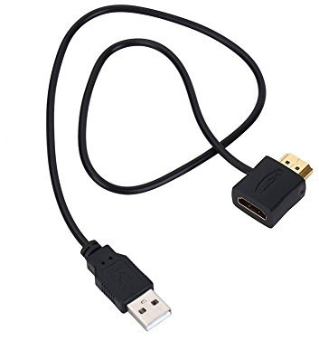 Zerone Adaptateur HDMI mâle vers HDMI femelle avec câble de charge USB 2.0 de 50 cm