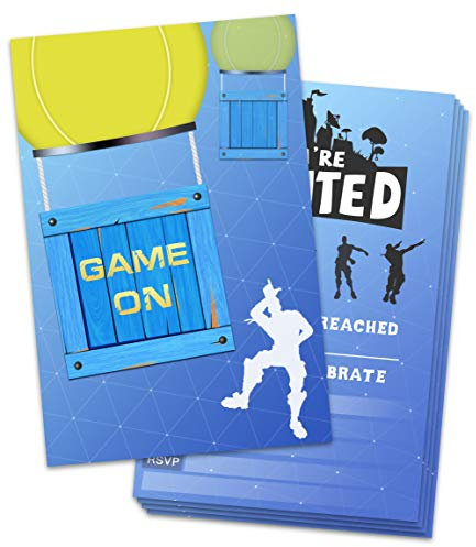 Yangmics Direct 30 Pack Gaming Party Invitations with Envelops - Video Game Invitations for Kids Boys - Video Game Party Supplies