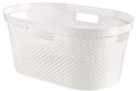 Curver Wäschesammler, 40 l, weiß, 58,5 x 38 x 26,5 cm, recycelter Kunststoff
