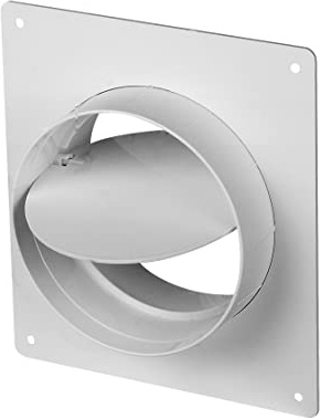 100mm Wall Mounted Flange Anti Backdraft Damper White PVC Round Grille