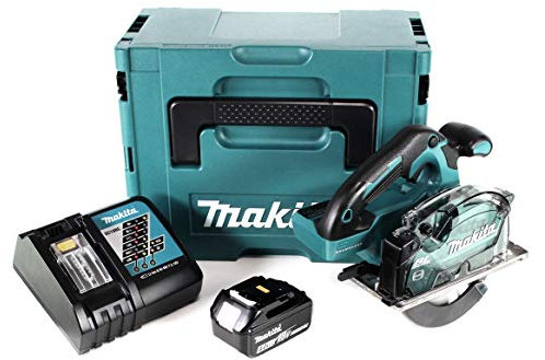 Makita DCS 553 RM1J Scie circulaire sans fil en métal Makpac 18 V 150 mm + 1 batterie 4 Ah + chargeur