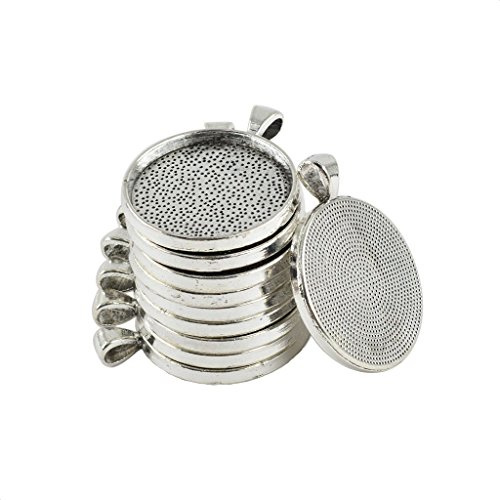 Tenlacum 10 Stück Metall runde Lünette Anhänger Tabletts blanko Sockel 30 mm Cabochon Fassungen DIY